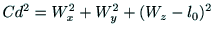 $\displaystyle ただし,
d^2=W_x^2 + W_y^2 + (W_z - l_0)^2$