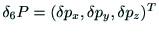 ${\rm\delta _6P} = (\delta {\rm p_x}, \delta {\rm p_y}, \delta {\rm p_z}){\rm ^T}$