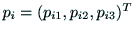 ${\rm p}_i = (p_{i1}, p_{i2}, p_{i3})^T$